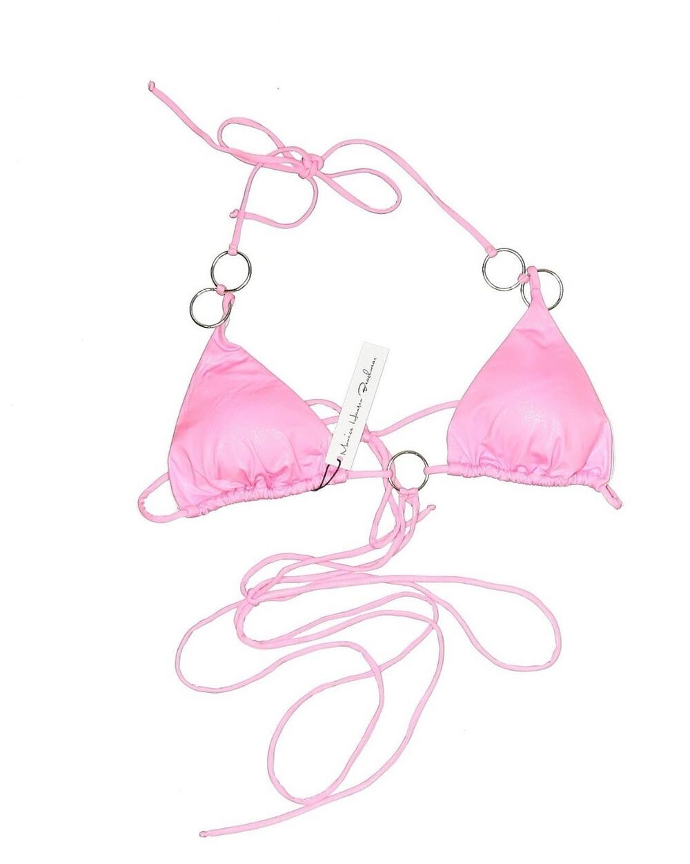 NWT Monica Hansen Beachwear Icon Triangle Bikini Top Azalea Pink Panther Swim M